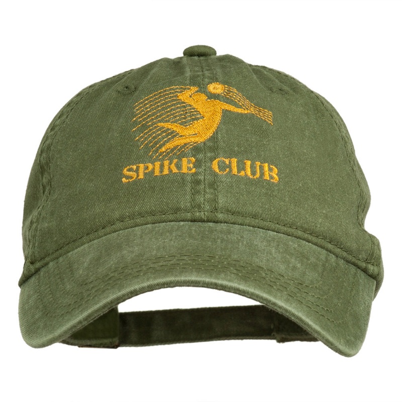 Spike Club Man Volleyball Embroidered Washed Cap Olive Green One Size