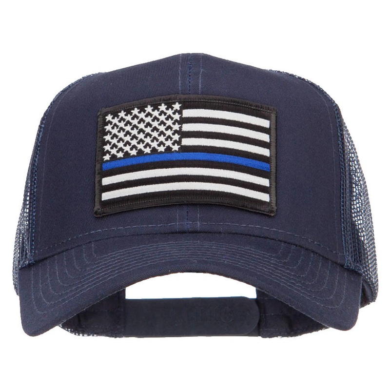 Thin Blue Line USA Flag Patched Mesh Cap Navy One Size