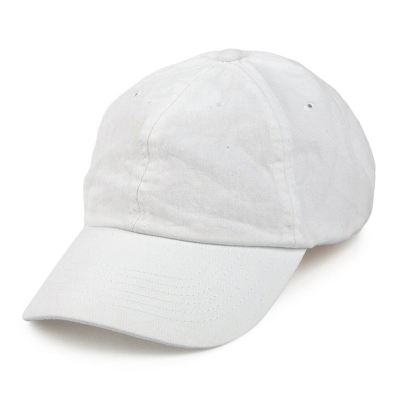 Washed Cotton Baseball Cap – White Adjustable