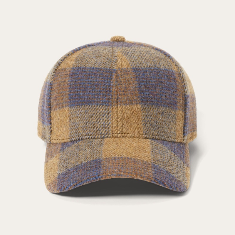 Wool Check Baseball Cap Cognac/Sand/Blue O/S