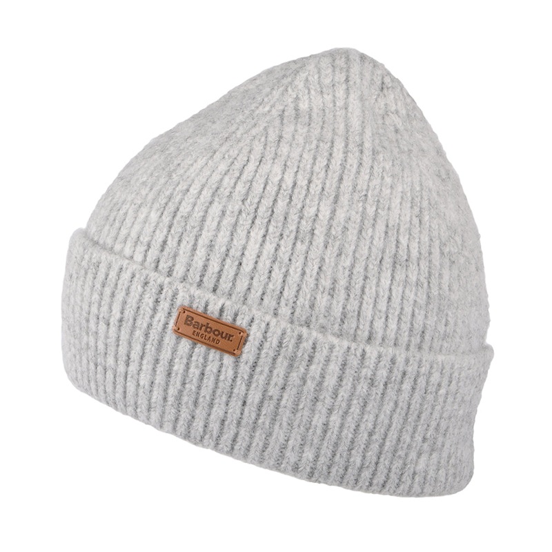 Barbour Hats Pendle Recycled Cuffed Beanie Hat – Light Grey 1-Size
