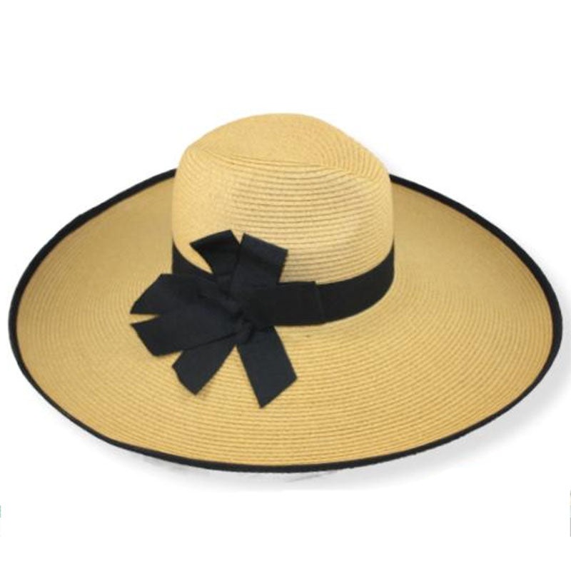 Elegant Wide Brim Straw Hat with Extra-Wide Brim for Women – Jeanne Simmons Hats Tan OS (57 cm)