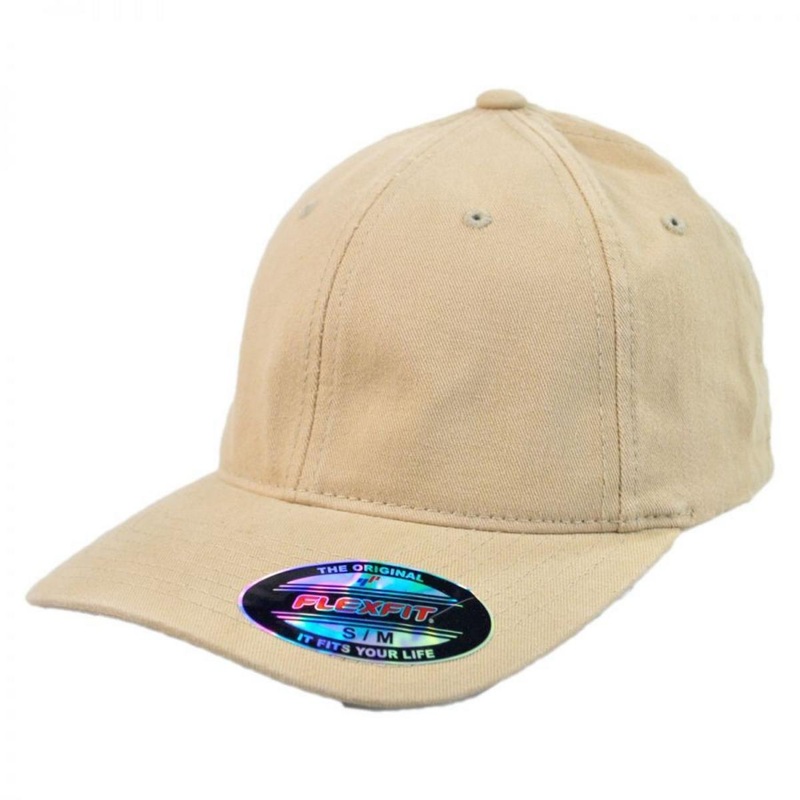 Garment Washed Cotton Twill LoPro Flexfit Fitted Baseball Cap KHAKI S/M