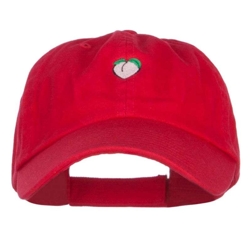 Mini Peach Embroidered Low Cap Red One Size