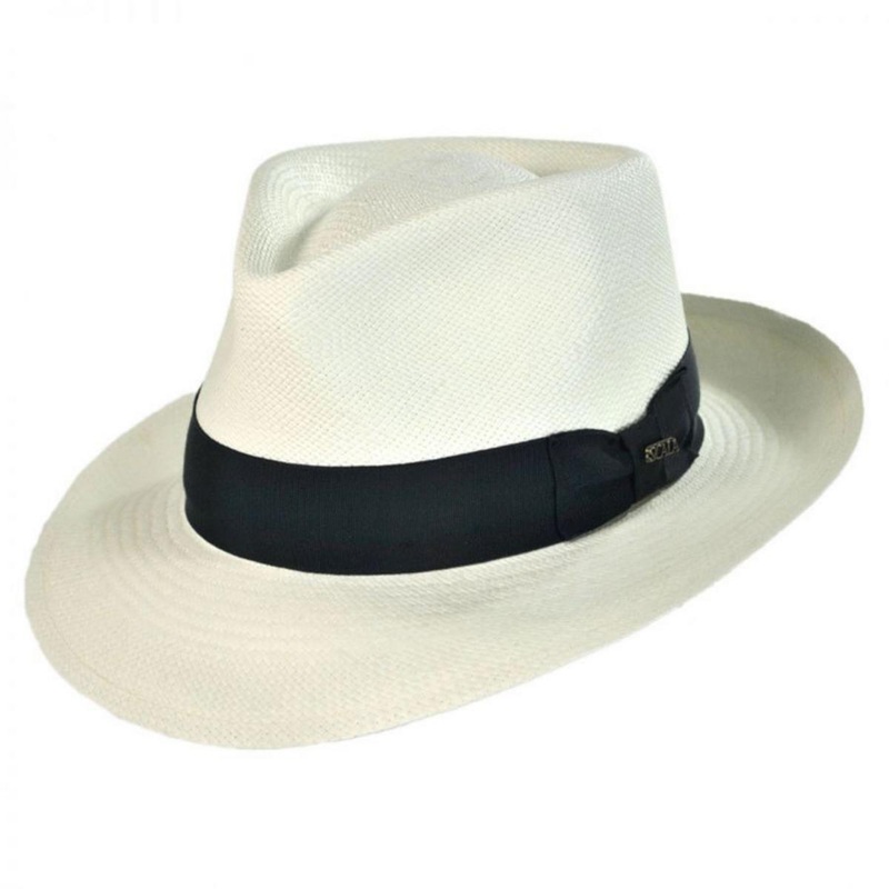 Panama Hot Springs Straw C-Crown Fedora Hat BLEACH S