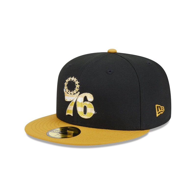 Philadelphia 76ers Metallic Gold Logo 59FIFTY Fitted Hat 7