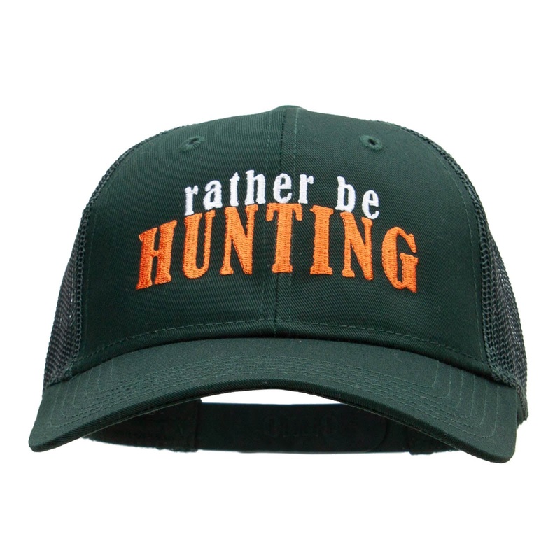 Rather Be Hunting Embroidered Low Profile Mesh Snapback Dk Green One Size