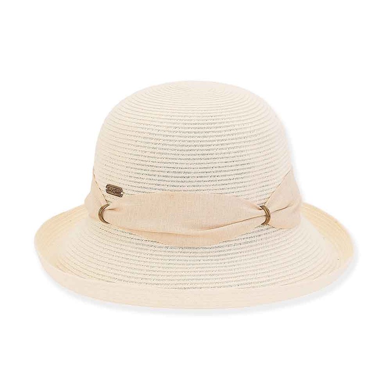 Small Up Brim Sun Hat with Metal Rings – Sun ‘N’ Sand Hats Ivory OS (57 cm)