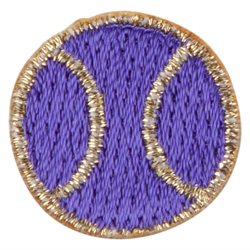Tiny Tennis Ball iron on Patch Purple Gold One Size