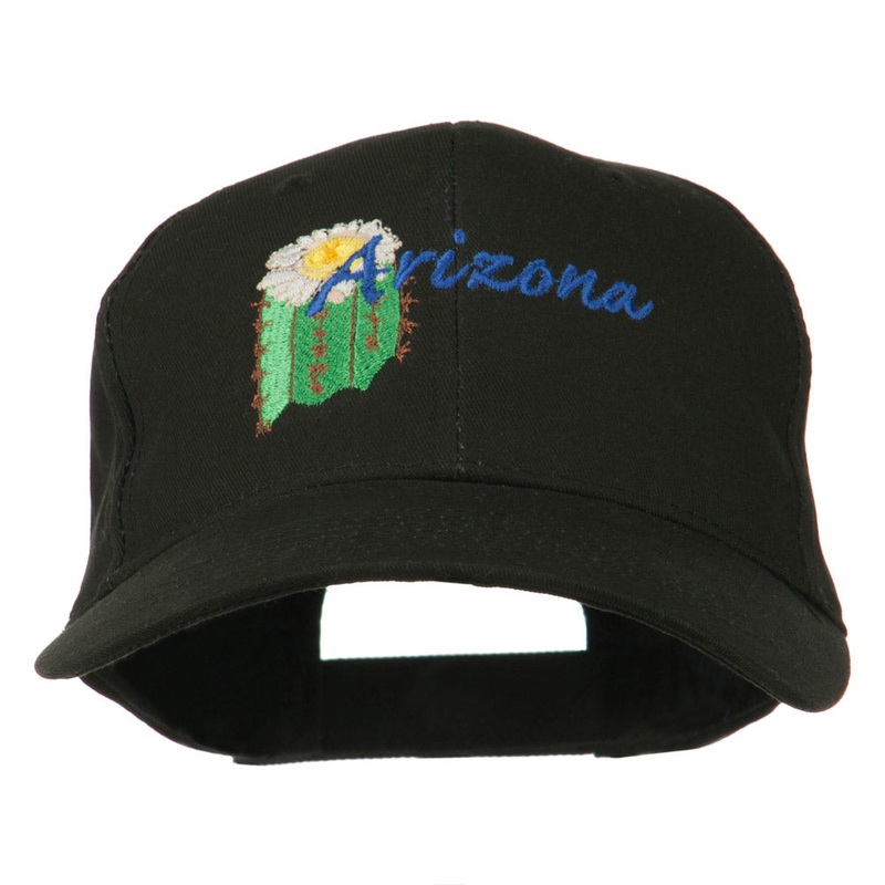 USA State Arizona Flower Embroidered Low Profile Cotton Cap Black One Size
