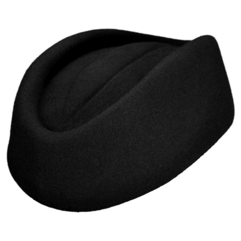 Wholesale Stewardess Wool Felt Pillbox Hat B2B Pre-Pack BLACK (12) ONE SIZE FITS MOST