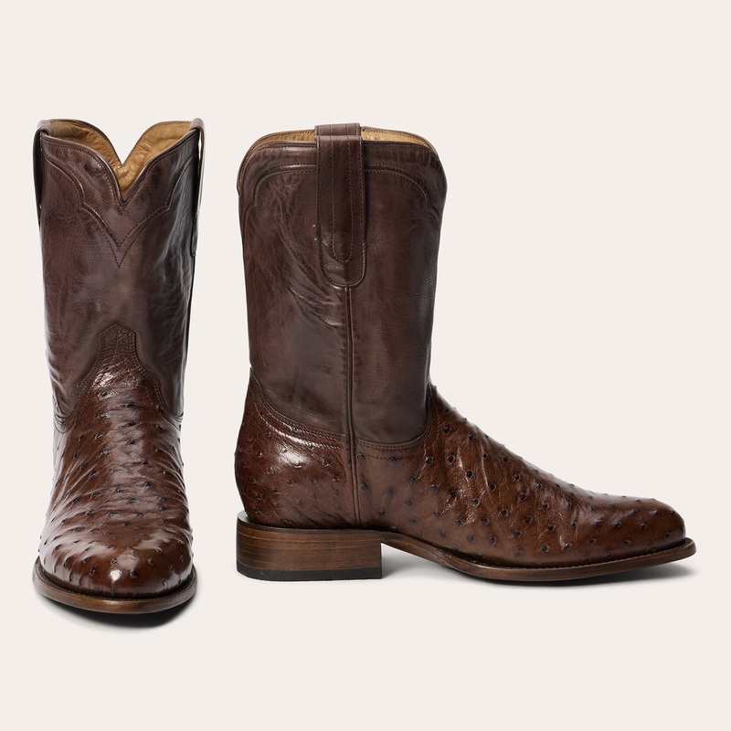 Austin Ostrich Roper Boots Tobacco 7 D
