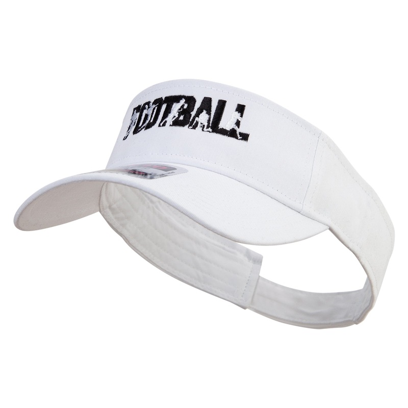 Football Word Silhouette Embroidered Cotton Twill Sun Visor White One Size