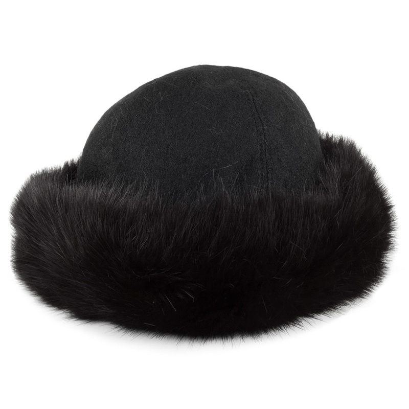 Helen Moore Hats Lara Faux Fur Winter Hat – Black 1-Size