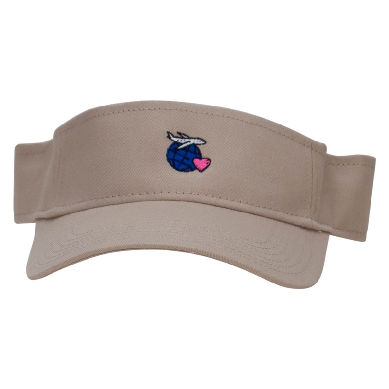 Honeymoon Embroidered Cotton Twill Sun Visor Khaki One Size