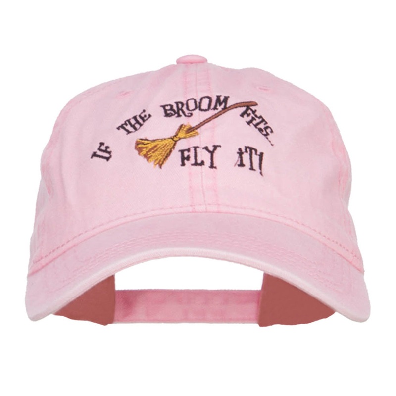 If The Broom Fits Embroidered Washed Cap Pink One Size