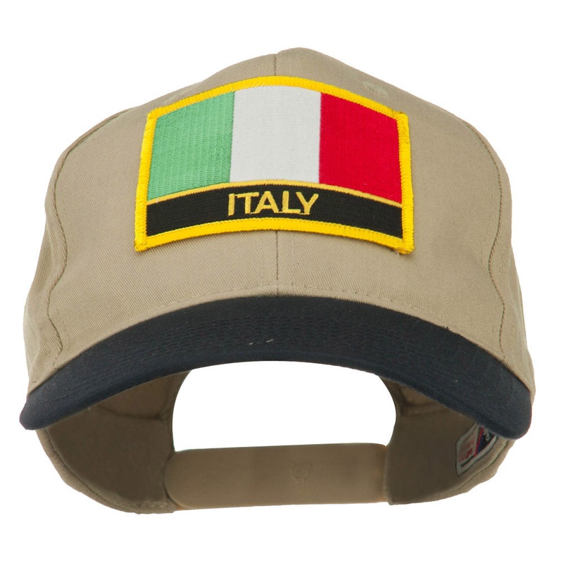 Italy Europe Flag Patched Two Tone High Cap Navy Khaki One Size