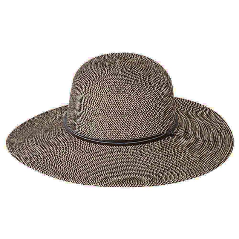 Packable Sun Hat with Chin Cord – Jeanne Simmons Hats Black Tweed Medium (57 cm)