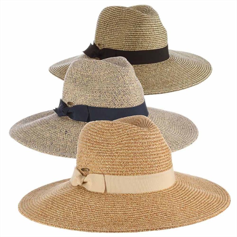 Rhossili Large Brim Heather Safari Hat – Scala Hats Navy tweed 22.5″