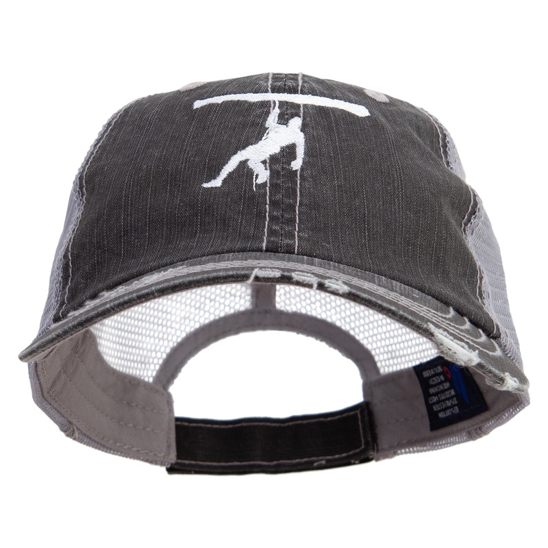 Simple Climbing Logo Embroidered Low Profile Special Cotton Mesh Cap Black One Size