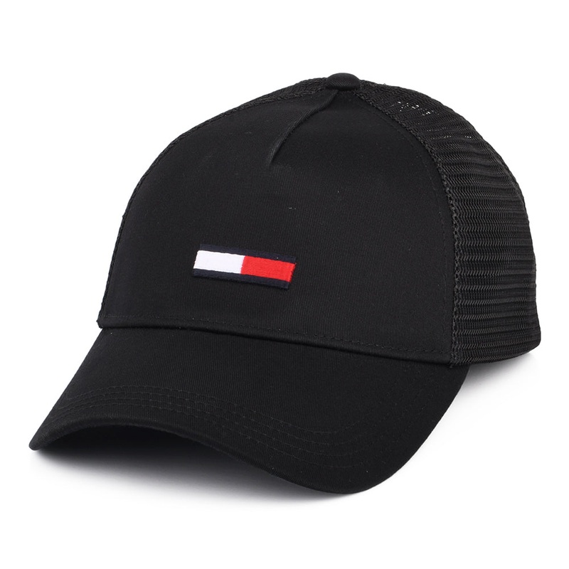 Tommy Hilfiger Hats TJM Flag Trucker Cap – Black Adjustable