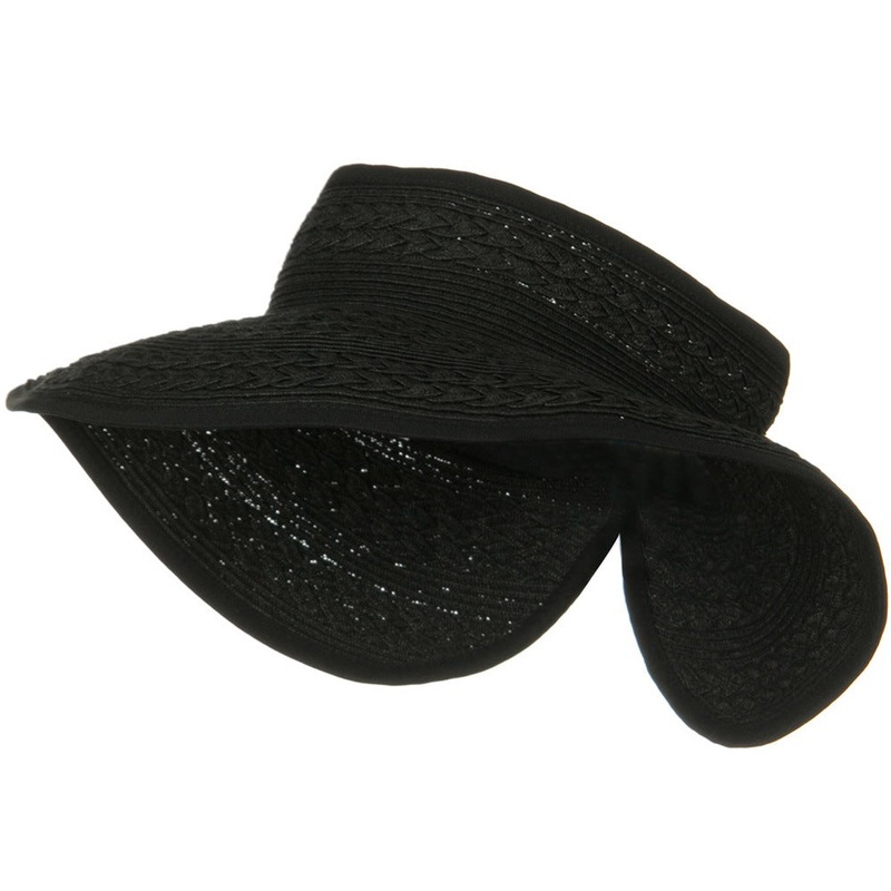UPF 50+ Roll Up Toyo Wide Brim Visor Black One Size