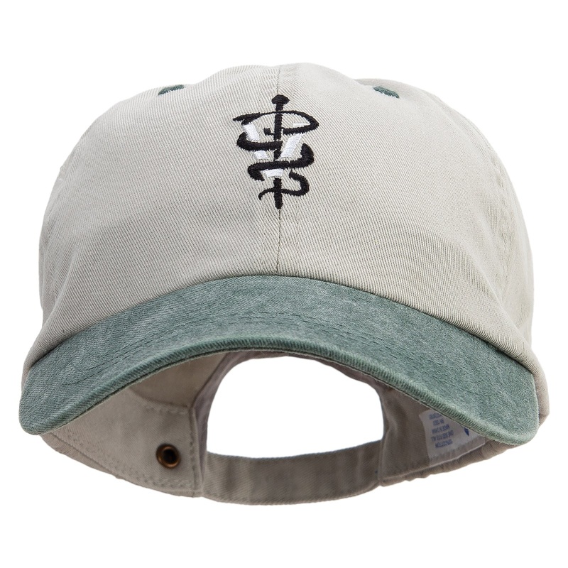 Veterinary Symbol Embroidered Pigment Dyed Wash Cap Beige Green One Size