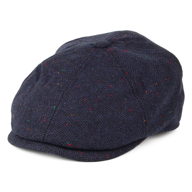 Barbour Hats Tinsley Flecked Herringbone Newsboy Cap – Navy Blue S