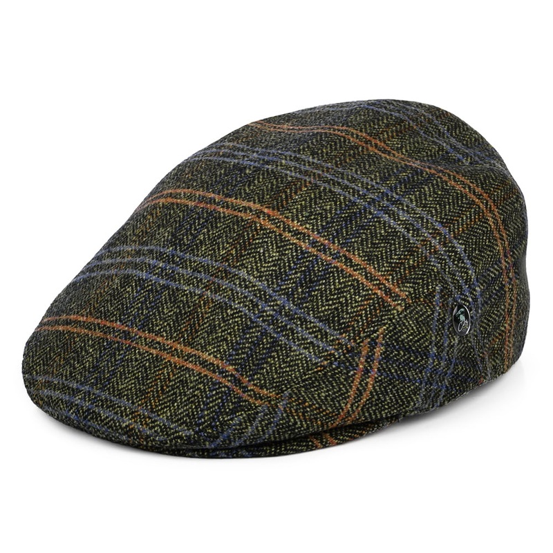 City Sport Virgin Wool Windowpane Herringbone Flat Cap – Tan-Black-Multi 55