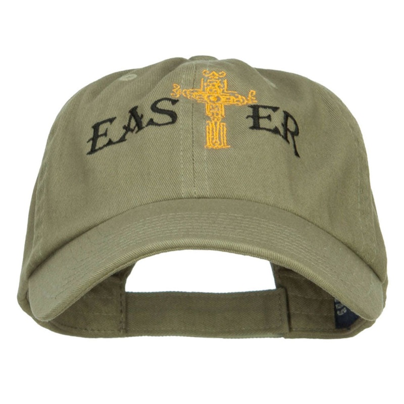 Easter Cross Embroidered Low Cap Olive One Size
