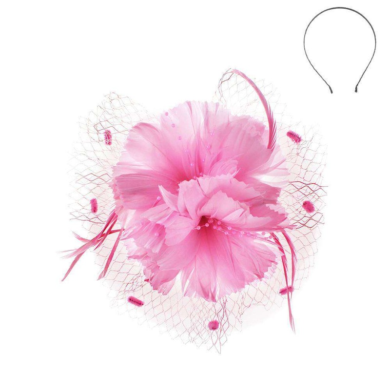 Feather Flower Fascinator Pink