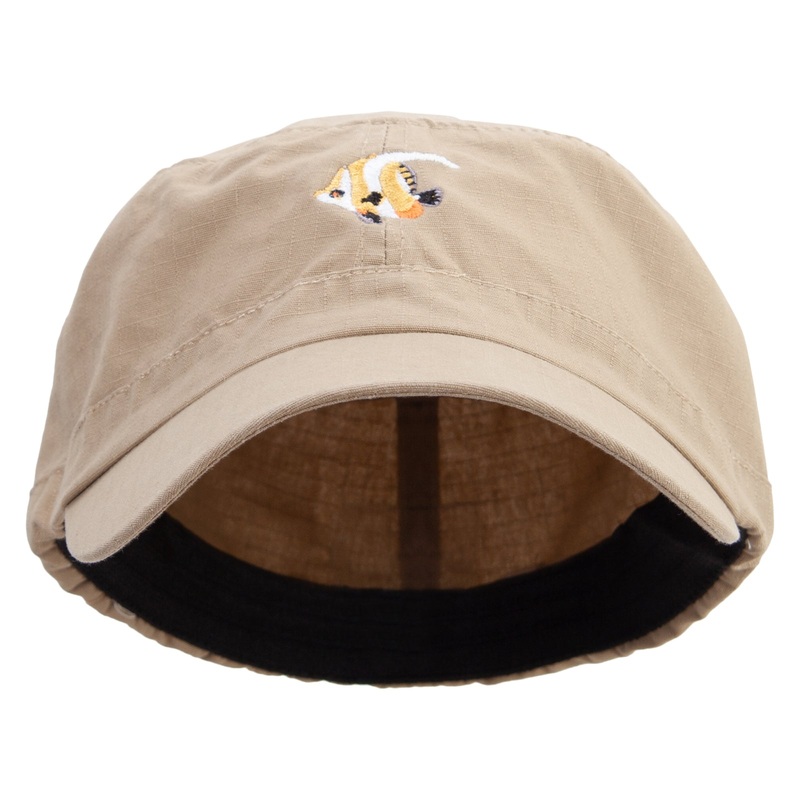 Heniochus Logo Embroidered Big Size Fitted Ripstop Cotton Military Army Cap Khaki XL-2XL