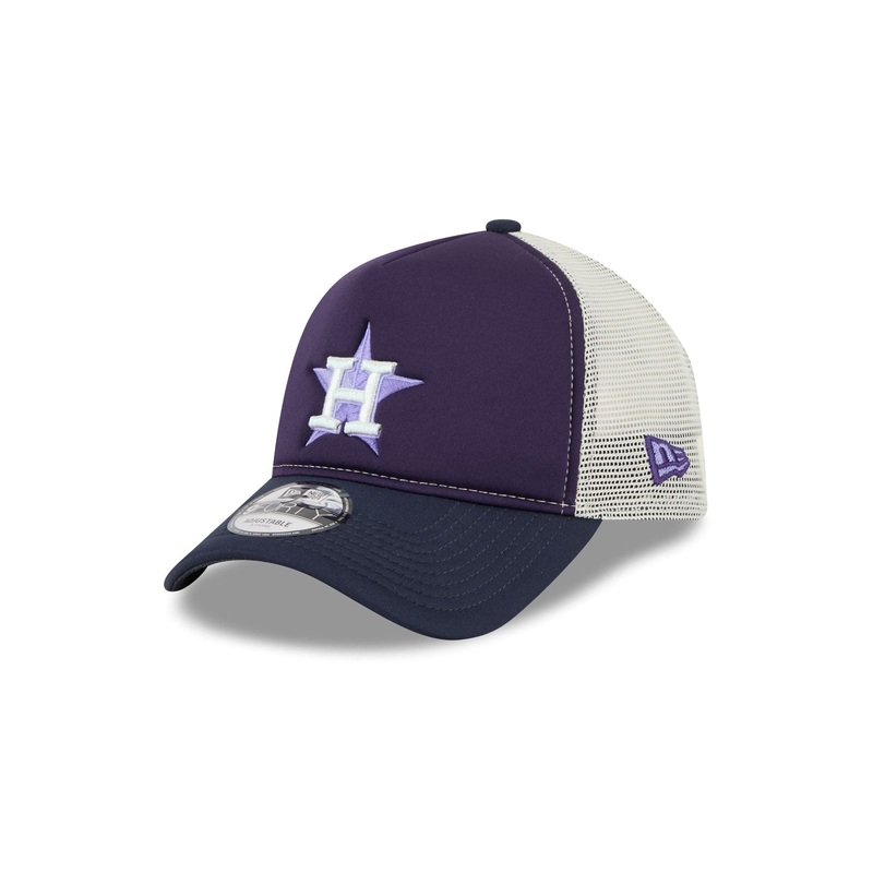 Houston Astros Navy Purple 9FORTY A-Frame Trucker Hat One Size