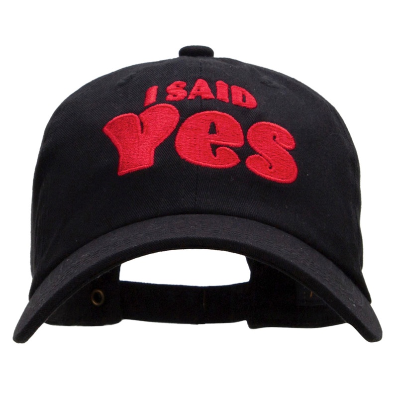 I Said Yes Embroidered Unstructured Cotton Twill Washed Cap Black One Size