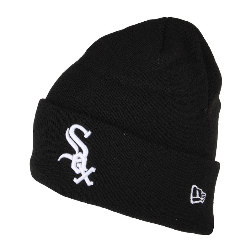 New Era Chicago White Sox Cuffed Beanie Hat MLB League Essential – Black-White 1-Size