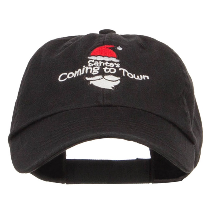Santa Coming Town Embroidered Low Cap Black One Size