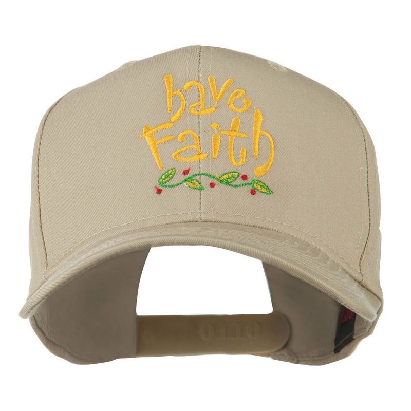 Wording of Have Faith Embroidered Cap Khaki One Size