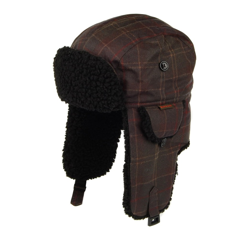 Barbour Hats Darwen Tartan Waxed Cotton Trapper Hat – Dark Multi S