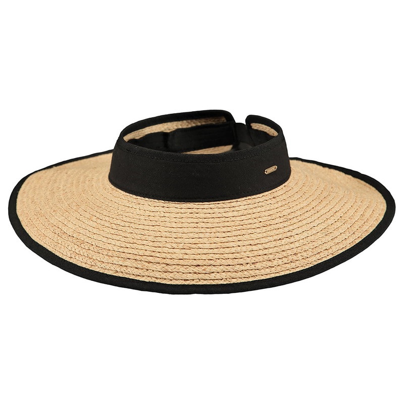 Barts Hats Tambou Raffia Straw Wide Brim Sun Visor – Natural 1-Size