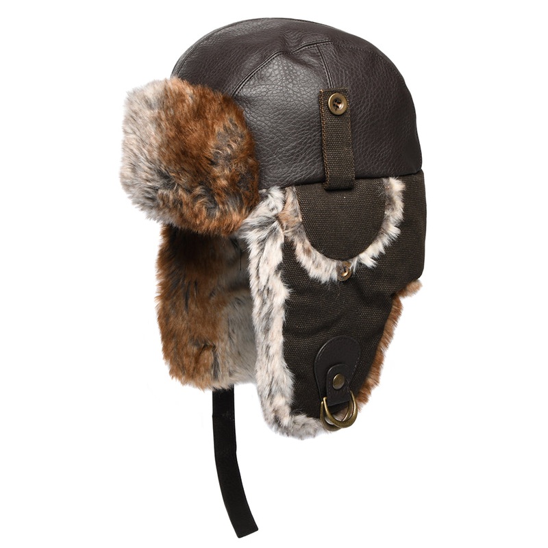 Dorfman Pacific Hats Faux Leather Trapper Hat – Brown M