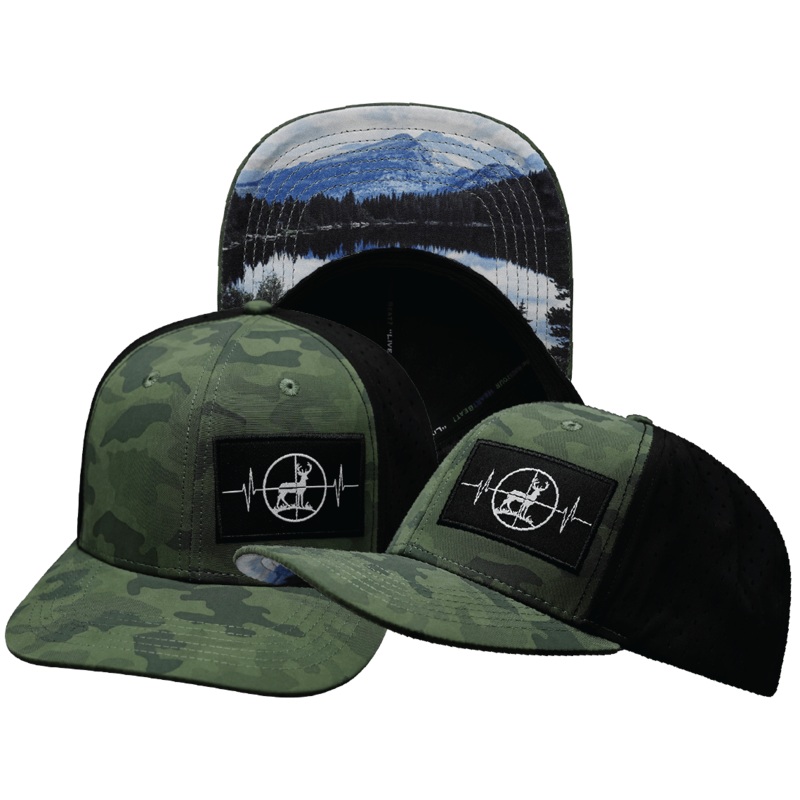 Hunting Hat – Baseball Hat Fit – Soft Teal Camo / Black – Laser Mesh