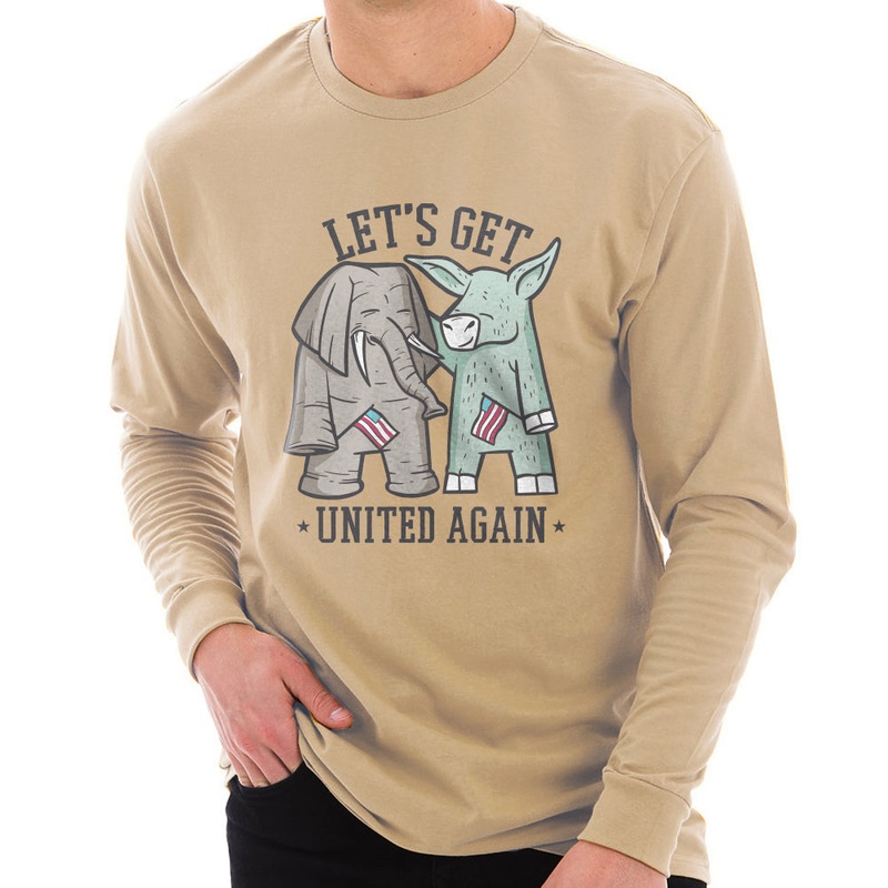 Let Us Get United Again Ring Spun Cotton Premium Long Sleeve Graphic Shirt Mushroom XS