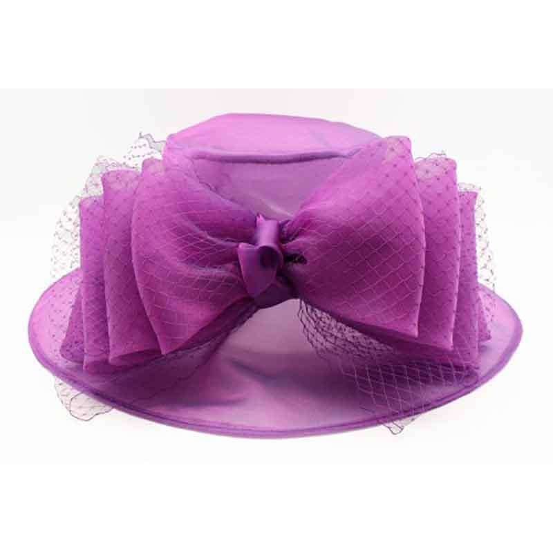 Multi Layer Large Bow Kentucky Derby Hat Magenta