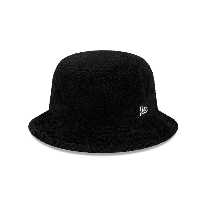 New Era Cap Fleece Black Bucket Hat S/M