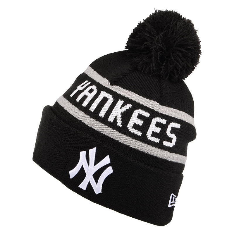 New Era New York Yankees Bobble Hat – MLB Jake Cuff Knit – Black 1-Size
