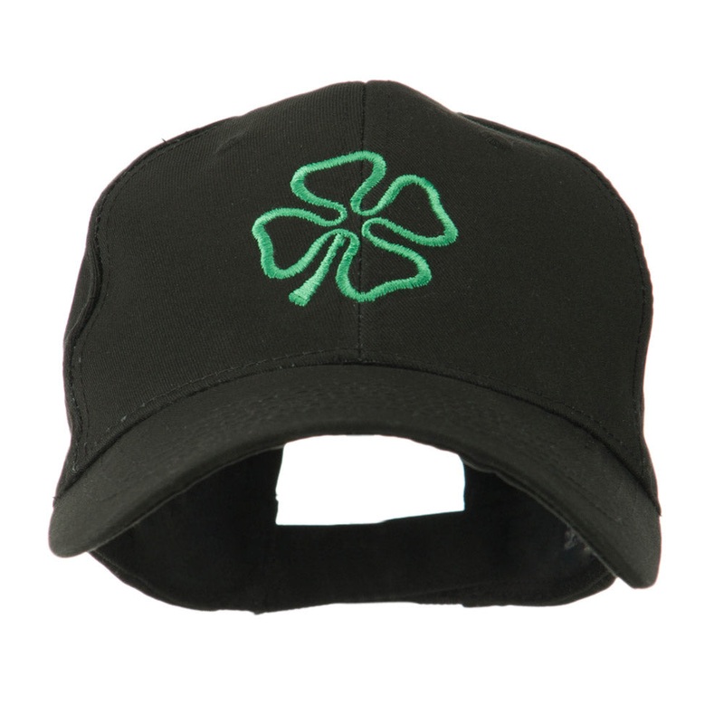 4 Leaf Clover Holiday Embroidered Cap Black One Size