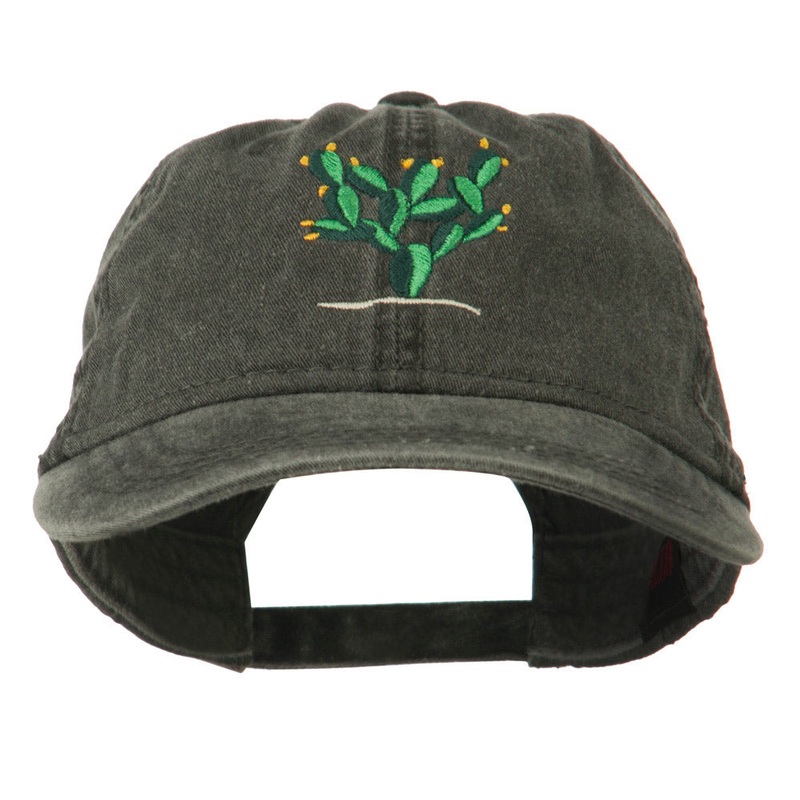 Cactus Embroidered Washed Cap Black One Size