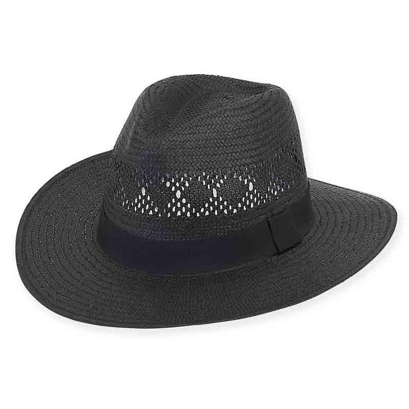 Carlisle Safari Hat with Grosgrain Ribbon Band – Sun ‘N’ Sand Hat Black M/L (58 cm)