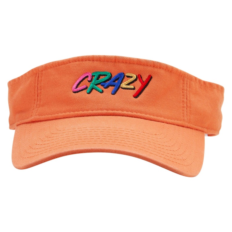 Crazy Embroidered Pro Style Cotton Twill Washed Visor Orange One Size