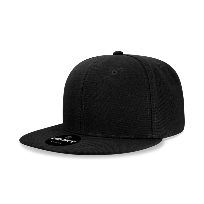 Decky SuperValue Blank Snapback Hat, Flat Bill, Bulk Snapback Hats, Wholesale Snapback Hats in Bulk, Bulk Flat Bill Caps Black